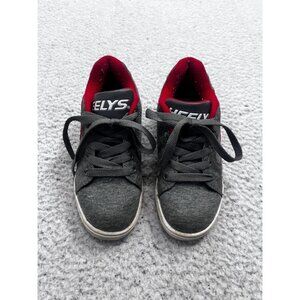 Boy's Heelys Vopel Gray Lace Up Low Top Wheeled Sneakers Size 2 Youth